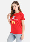 Wholesale Women's Casual Letter Print Crew Neck Short Sleeve Tee - Liuhuamall