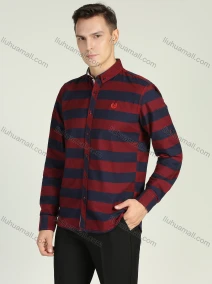 Wholesale Men's Striped Embroidery Long Sleeve Casual Shirt, LIUHUA CLOTHING WHOLESALE
