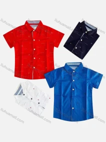 Wholesale Boy's Casual Plain Short Sleeve Shirt, LIUHUA CLOTHING WHOLESALE