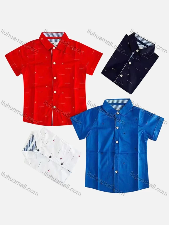 Wholesale Boy's Casual Plain Short Sleeve Shirt
