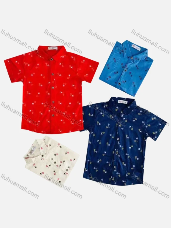 Wholesale Boy's Casual Allover Print Short Sleeve Shirt