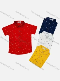 Wholesale Boy's Casual Allover Print Short Sleeve Shirt, LIUHUA CLOTHING WHOLESALE