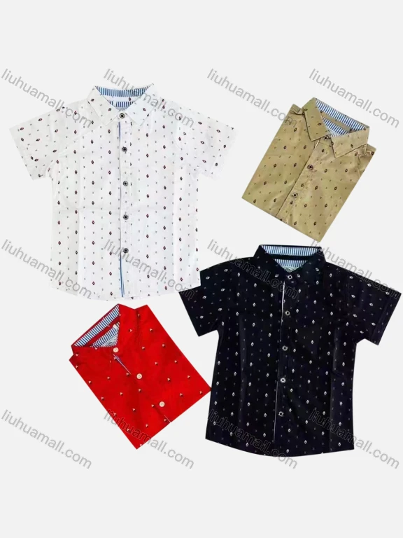 Wholesale Boy's Casual Allover Print Short Sleeve Shirt