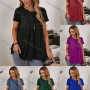 Wholesale Women's Casual Crew Neck Short Sleeve Ruched Plain Blouse preview