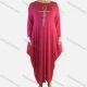 Wholesale Women's African Plus Size Crew Neck Long Sleeve Pearl Decor Pockets Loose Fit Dress 8810# Rose Red Clothing Wholesale Market Liuhua