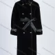 Wholesale Women's Fashion Plain Stand Collar Long Sleeve Double Breasted Lace Up Mid Length Biker Fluffy Jacket Black Clothing Wholesale Market Liuhua