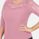 Women's Plus Size 3/4 Sleeve Sheer Lace Embroidery Rhinestone Detail Blouse 2# Clothing Wholesale Market -LIUHUA