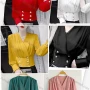 Wholesale Women's Causal V Neck Long Sleeve Button Decor Plain Wrap Blouse preview
