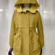 Women's Hooded Zipper Buttons Pockets Drawstring Rain Jacket 19# Clothing Wholesale Market -LIUHUA