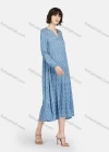 Wholesale Women's Casual Floral Print V Neck Long Sleeve Ruffle Hem Midi Dress - Liuhuamall