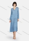 Wholesale Women's Casual Floral Print V Neck Long Sleeve Ruffle Hem Midi Dress - Liuhuamall