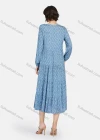 Wholesale Women's Casual Floral Print V Neck Long Sleeve Ruffle Hem Midi Dress - Liuhuamall