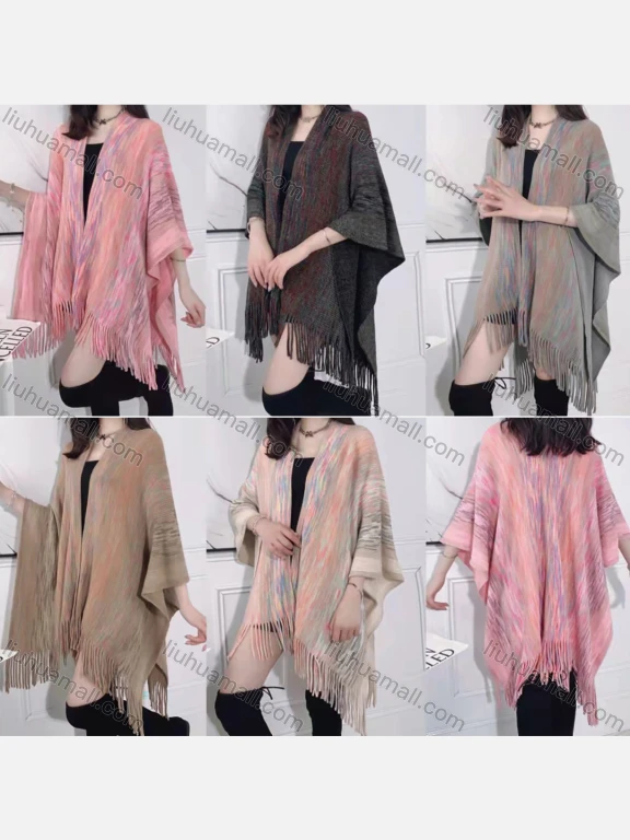 Wholesale Women's Casual Open Front Marble Print Scarf Hem Shawl