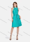 Wholesale Women's Glamorous Halter Sleeveless Plain Tie Front Pleated High Waist Dress 2331# - Liuhuamall