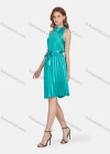 Wholesale Women's Glamorous Halter Sleeveless Plain Tie Front Pleated High Waist Dress 2331# - Liuhuamall