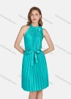 Wholesale Women's Glamorous Halter Sleeveless Plain Tie Front Pleated High Waist Dress 2331# - Liuhuamall