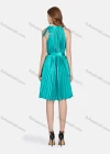 Wholesale Women's Glamorous Halter Sleeveless Plain Tie Front Pleated High Waist Dress 2331# - Liuhuamall