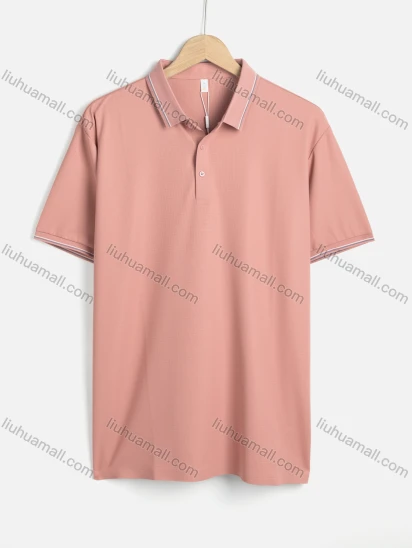 Wholesale Men's Casual Summer Plain Striped Trim Short Sleeve Polo Shirt 50325#