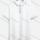 Wholesale Men's Casual Plain Striped Trim Quarter Zip Short Sleeve Henley Shirt 50379# White Clothing Wholesale Market Liuhua