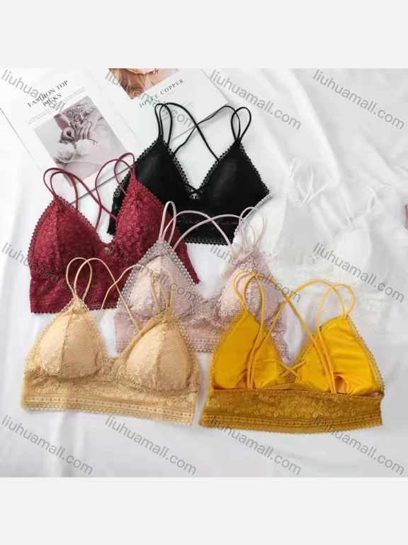 Wholesale Women's Pull-on Spaghetti Strap Cross Back Lace Lingerie Bra