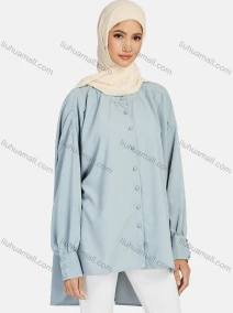 Wholesale Women's Casual Plain High Low Hem Long Sleeve Button Down Shirt 1332#, LIUHUA CLOTHING WHOLESALE