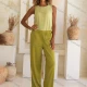 Wholesale Women's Summer Casual Plain Round Neck Woven Tank Top V5297# Green Clothing Wholesale Market Liuhua