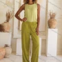 Wholesale Women's Summer Casual Plain Round Neck Woven Tank Top V5297# preview