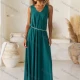 Wholesale Women's Casual Plain V Neck Woven Maxi Tank Dress JSN149# Green Clothing Wholesale Market Liuhua