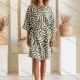 Wholesale Women's Fashion Allover Print V Neck Half Sleeve Woven Knee Length Dress JSN152# Green Clothing Wholesale Market Liuhua