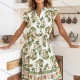 Wholesale Women's Casual Plants Notched Neck Knee Length Woven Ruffle Trim Tank Dress JSN156# White Clothing Wholesale Market Liuhua