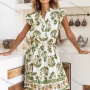 Wholesale Women's Casual Plants Notched Neck Knee Length Woven Ruffle Trim Tank Dress JSN156# preview