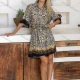 Wholesale Women's Casual Folk Art Collared Half Sleeve Button Down Short Shirt Dress JSN159# Gray Clothing Wholesale Market Liuhua