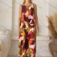 Wholesale Women's Casual Geometric Crew Neck Maxi Woven Tank Dress V5270# Multi-color Clothing Wholesale Market Liuhua