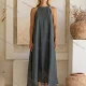 Wholesale Women's Casual Summer Plain Maxi Woven Halter Dress V5271# Camouflage Green Clothing Wholesale Market Liuhua