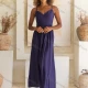 Wholesale Women's Casual Plain Ruched High Waist Maxi Woven Cami Dress V5295# Purple Clothing Wholesale Market Liuhua