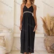 Wholesale Women's Casual Summer Plain High Waist Backless Maxi Woven Halter Dress V5301# Black Clothing Wholesale Market Liuhua