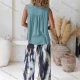 Wholesale Women's Casual Abstract Print High Waist Wide Leg Woven Pant V5312# Blue Clothing Wholesale Market Liuhua