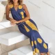 Wholesale Women's Casual Summer Colorblock V Neck Maxi Woven Tank Dress V5352# Blue Clothing Wholesale Market Liuhua