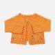 Baby's Cute Scalloped Trim Long Sleeve Floral Embroidery One Button Sweater Cardigan Dark Orange Clothing Wholesale Market -LIUHUA
