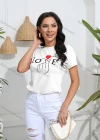 Wholesale Women's Casual Slim Fit Letter Crew Neck Short Sleeve T-Shirt - Liuhuamall