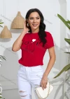 Wholesale Women's Casual Slim Fit Letter Crew Neck Short Sleeve T-Shirt - Liuhuamall