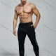 Wholesale Men's Letter Graphic Athletic Workout Elastic Waist Drawstring Ankle Length Gym Running Pants Y7131# Black Clothing Wholesale Market Liuhua