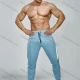 Wholesale Men's Letter Graphic Athletic Workout Elastic Waist Drawstring Ankle Length Gym Running Pants Y7131# Light Blue Clothing Wholesale Market Liuhua