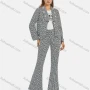Wholesale Women's Business Collared Greek Key Button Decor Blazer Jacket 2-piece Set preview