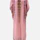 Women's Vintage Square Neck Sequin Beaded Pullover Maxi Kaftan Dress Pink Clothing Wholesale Market -LIUHUA