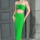 Women's Sexy Halter Backless 3D Floral Midi Evening Dress Green Clothing Wholesale Market -LIUHUA