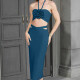 Women's Sexy Halter Backless 3D Floral Midi Evening Dress T133# Clothing Wholesale Market -LIUHUA