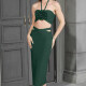 Women's Sexy Halter Backless 3D Floral Midi Evening Dress T2079# Clothing Wholesale Market -LIUHUA