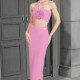Women's Sexy Halter Backless 3D Floral Midi Evening Dress T267# Clothing Wholesale Market -LIUHUA