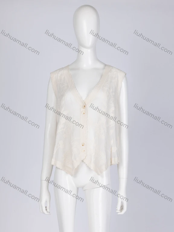 Wholesale Women's Vacation V Neck Sleeveless Vest Embroidered Hollow Out Lace Cover Up Cardigan